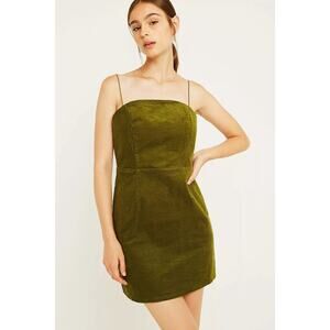 Urban Outfitters Colette Olive Green Corduroy Mini Dress Size 6